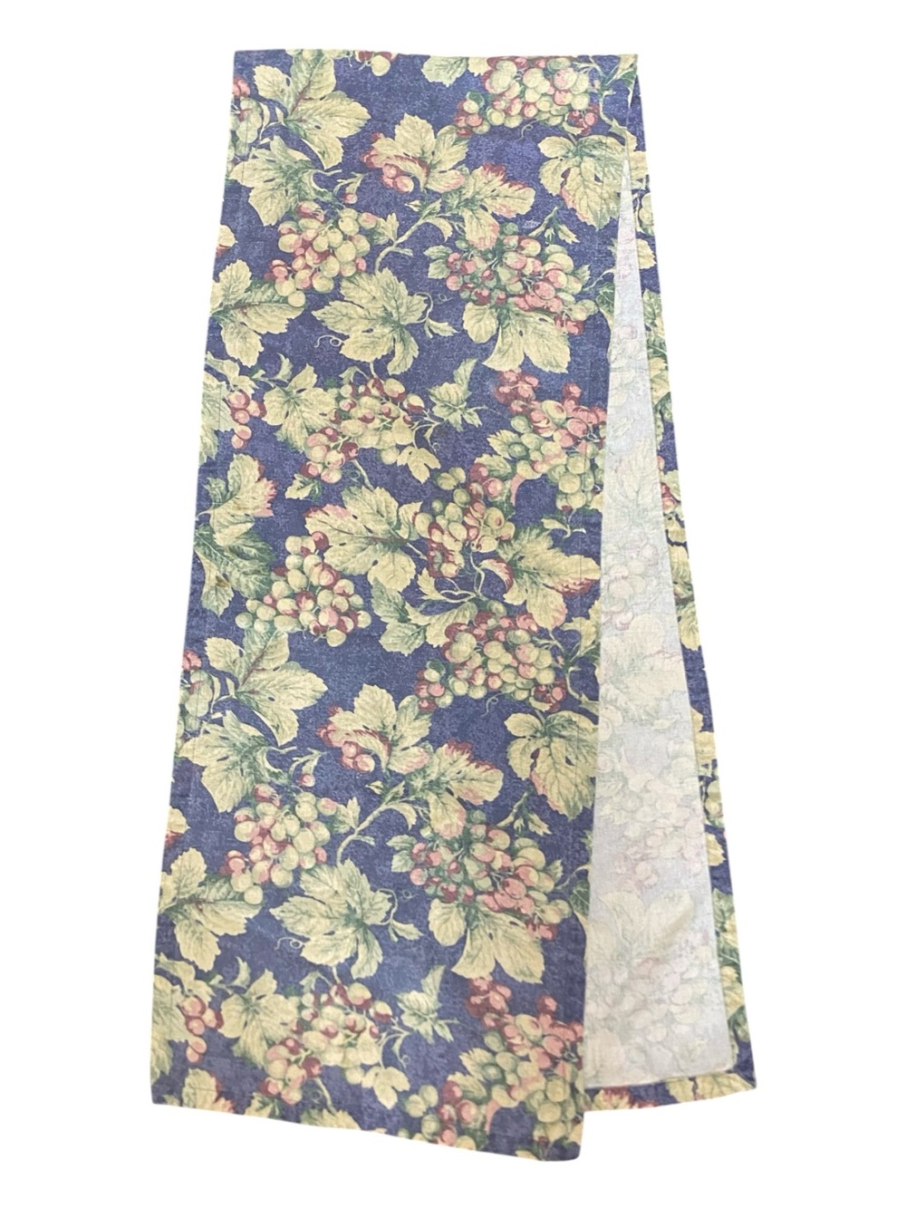 Williams-Sonoma Vintage Tuscan Denim Floral Grape Table Runner Cotton Linen